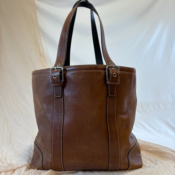 Vintage Coach Brown Hampton Oversized Tote Bag Genuine Leather - Picture 6 of 14